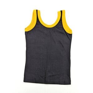 Vintage Dee Cee Rappers Tank Top Boys Sz 4 Black Yellow Ringer Retro Classic